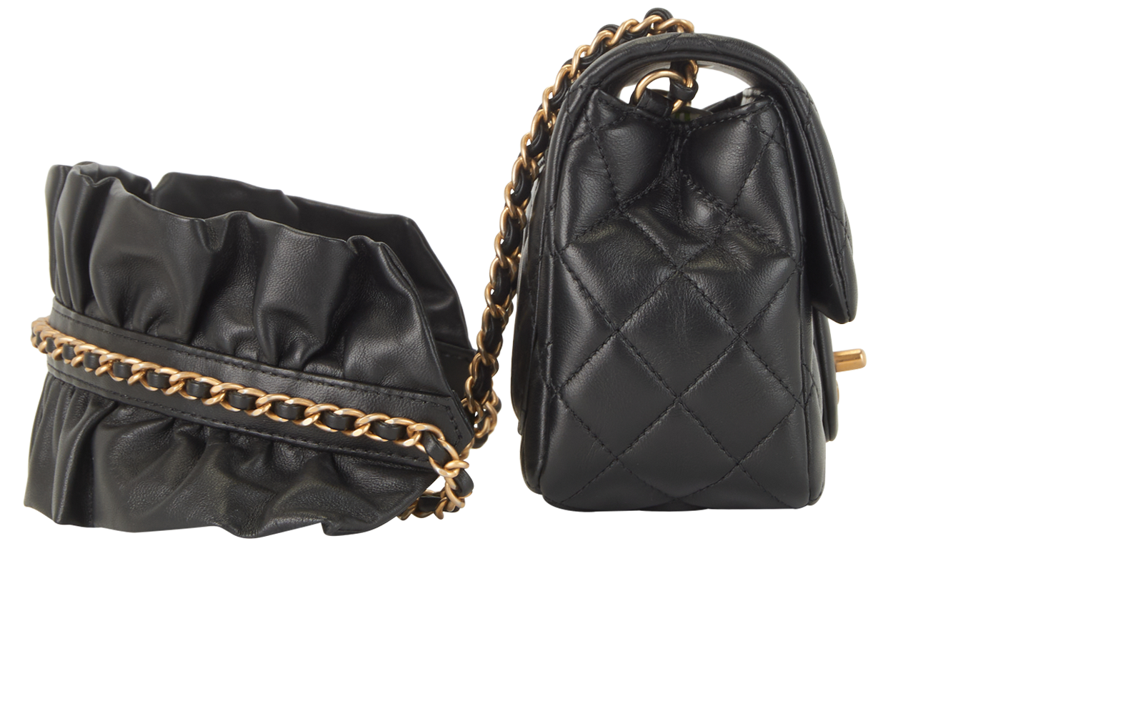 Mini square Classic Flap, &pound;3,700, Handbags, Black, Leather, Side view